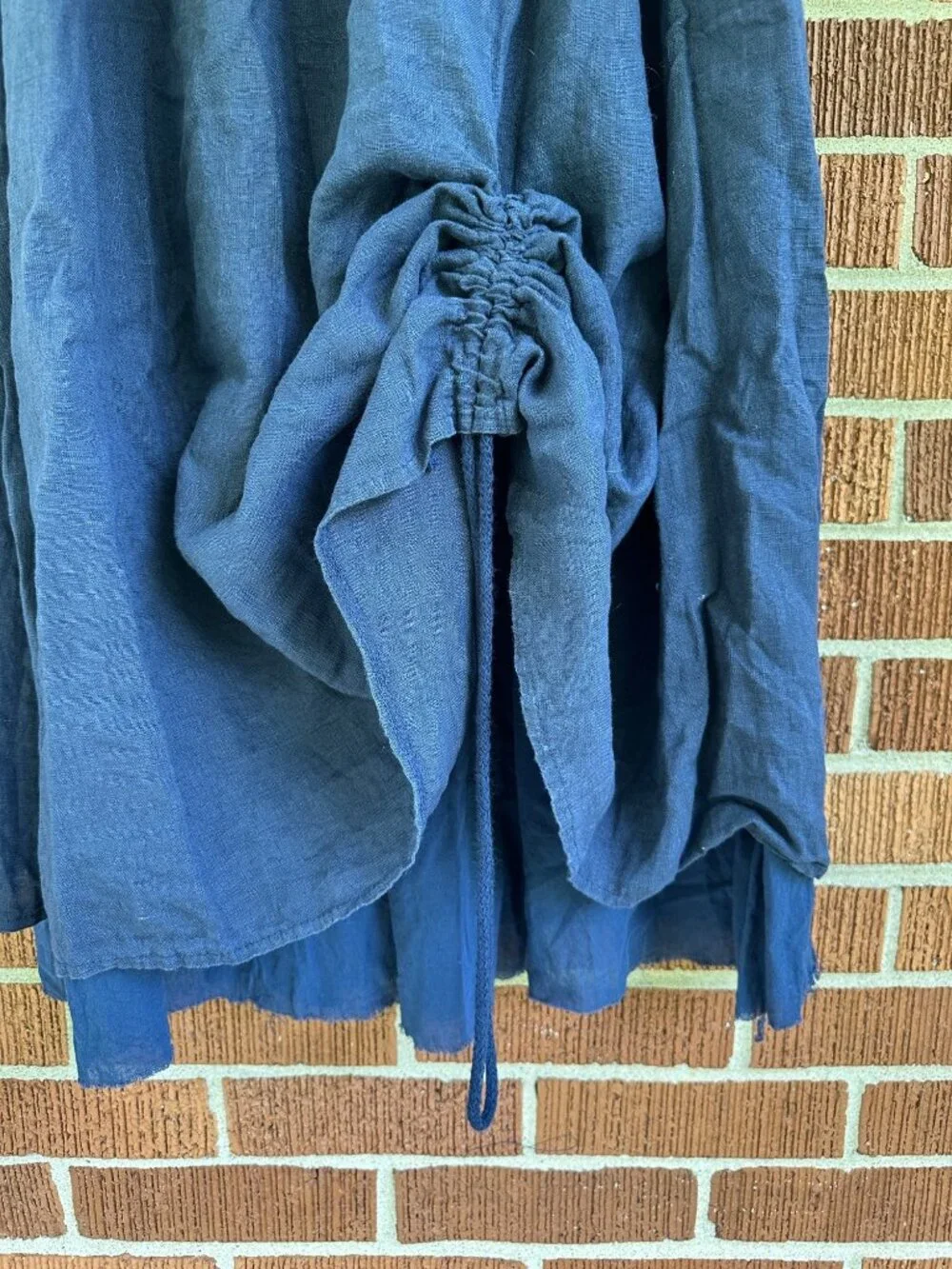 Made in Italy Navy Blue Linen Blend Double Layer Lagenlook Midi Skirt L XL - Picture 4 of 12